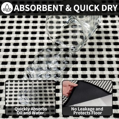 Long Kitchen Runner Rugs Kitchen Mat Non Slip Washable Black 17"x71" (Black / 17"x71")