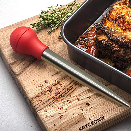 Stainless Steel Turkey Baster & Barbecue Basting Brush With 2 Flavor Injector Needles