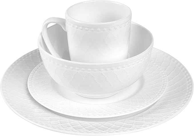Stone Lain Alexandria 32-Piece Dinnerware Set Bone China, White