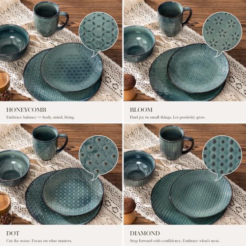 16 Pieces Dinnerware Sets (Green / Service for 4 (16 Pcs))