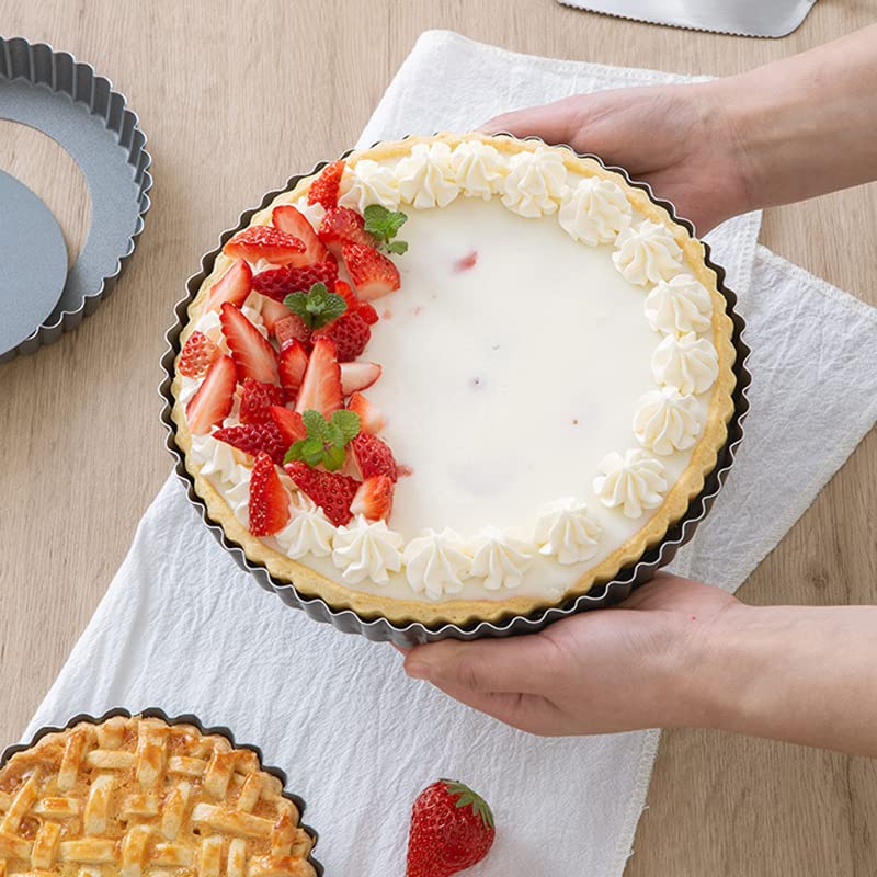 Tart Pan 10 Inch Tart Pan Carbon Steel Round Non (10*1.1Inch)