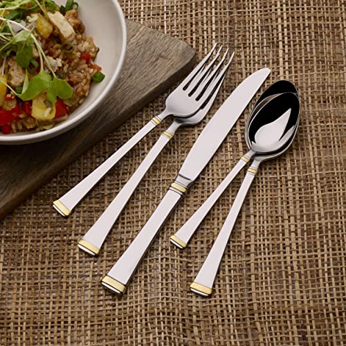 Harmony 65 Piece Flatware Set for 12 (65 Piece Set / Harmony Gold Accent)