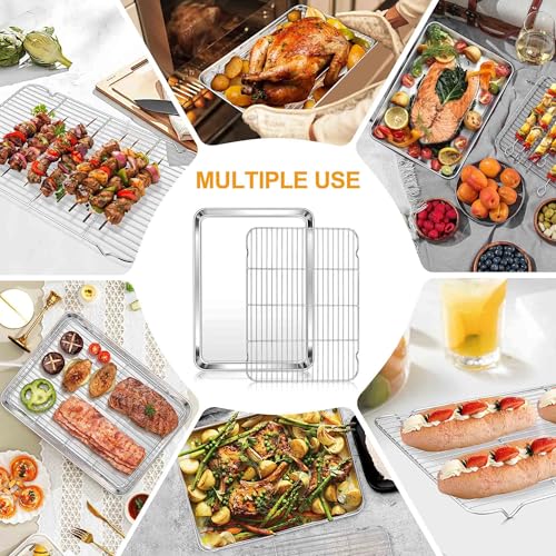 20x14 Inch XL Stainless Steel Baking Sheet with Cooling Rack Set (20x14x1.2)