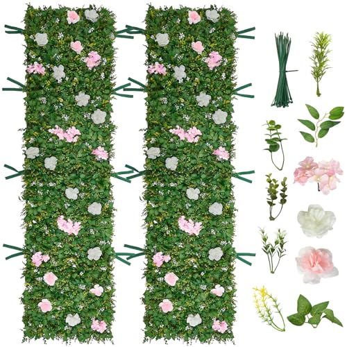 Artificial Luxury‌ Flower Wall Backdrop (Mixed Leaf / 2×8 FT-2Pcs)