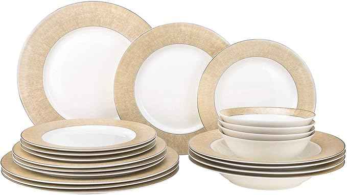 Euro Porcelain 57-pc Banquet Dinnerware Set, Luxury Tableware Dining Service for 8