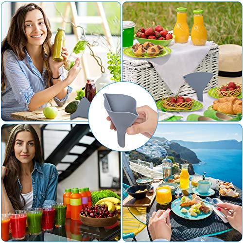 Fan Shaped Silicone Funnel for Filling Bottles Collapsible Funnel for Kitchen Use Foldable Funnels for Water Bottle Liquid Transter Food Grade for PowderFDA Gray (Grey)