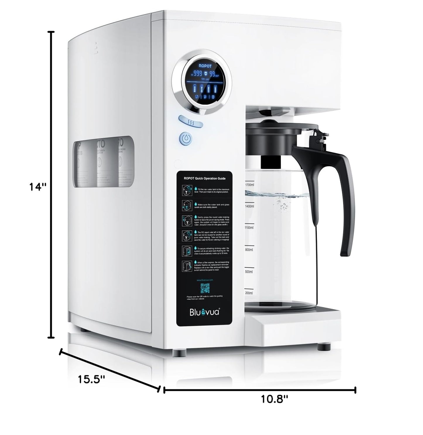 RO100ROPOT Countertop Reverse Osmosis Water Filter System (ROPOT-UV, 6-Stage RO)