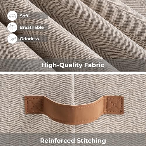 Fabric Storage Bins with Lids (Brown and Beige / Large)