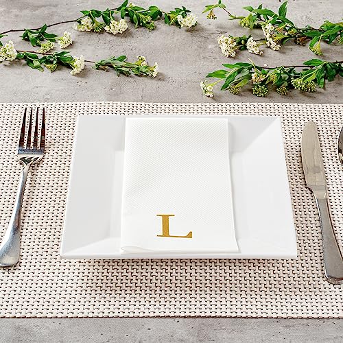 Paper Rectangle Gold Letter l Linen (Gold / 2000 Count / L)