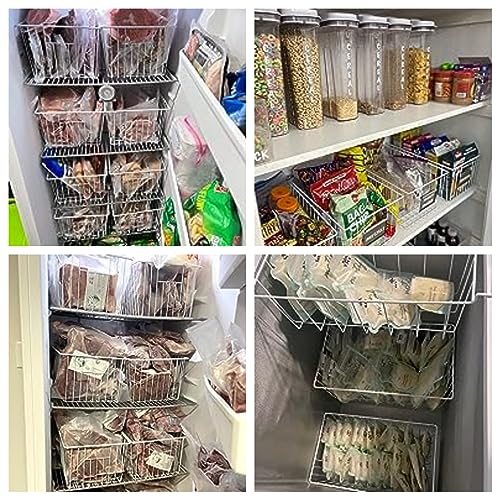 16Lx12Wx6H inch Wider Freezer Organizer Baskets Container (16in x 12in x 6in(6Packs) / White, 6Packs)