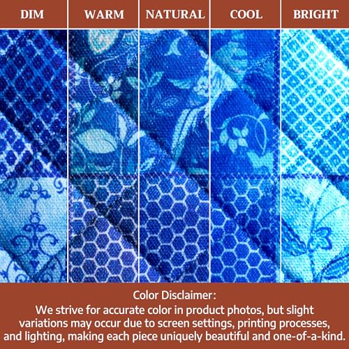 100% Cotton Oven Mitt & Pot Holder Set (027 - Indigo Love / 7.5" x 13" & 8" x 8" (Oven Mitt & Pot Holder))