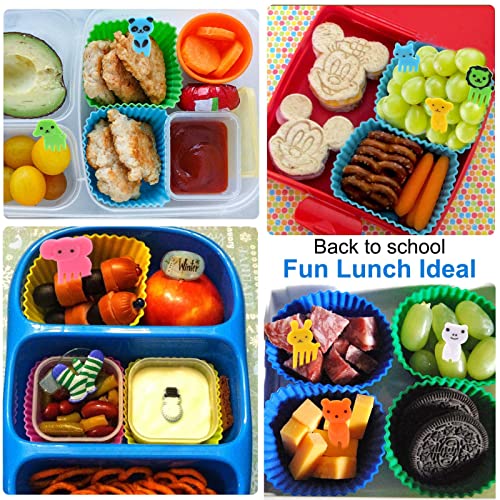 60 Pcs Silicone Lunch Box Dividers with Animal Food Picks (‎Multicolor-60pcs)