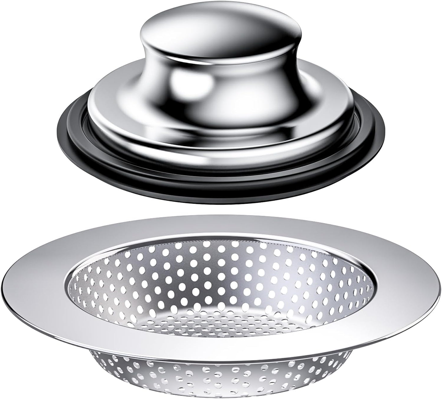 2PCS Kitchen Sink Stopper and Kitchen Sink Drain Strainer, Drain Catcher and Drain Cover for Kitchen Sink, Drainer for Standard 3-1/2 Inch Garbage Disposal Sink Drain