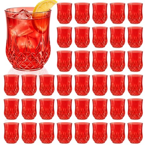 40 Pack Plastic Stemless Wine Glasses (Red)
