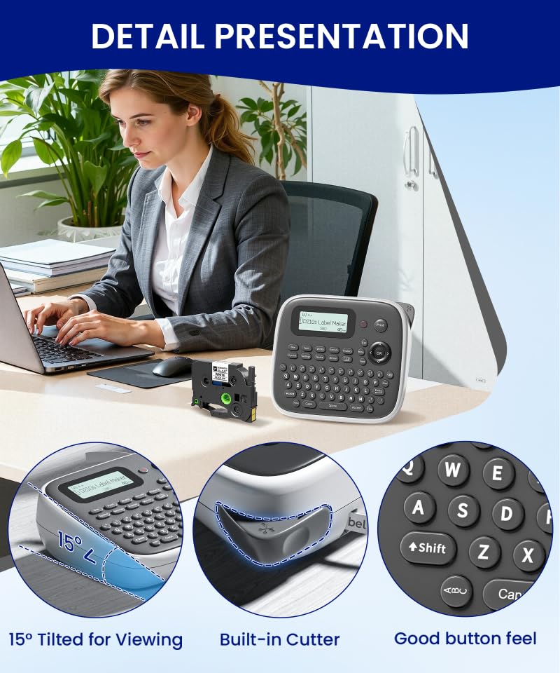 Label Maker Machine with Tapes (Black)