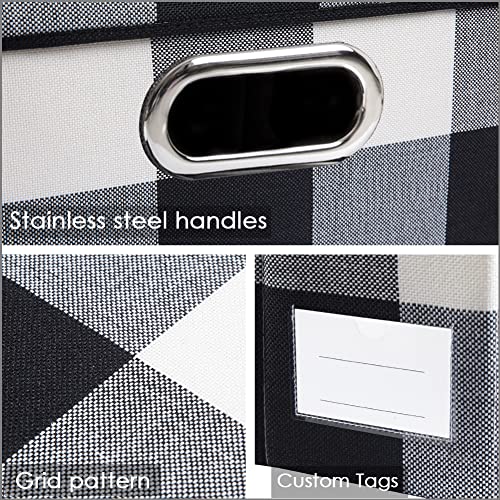 Fodable Storage Bins for Closet [3 (Black And Whint Grid / Medium(3-Pack))