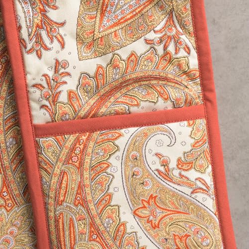 Double Oven Mitts 100% Cotton Double Oven Glove (023 - Kashmir Paisley / 7" x 35" (Double Oven Mitt))
