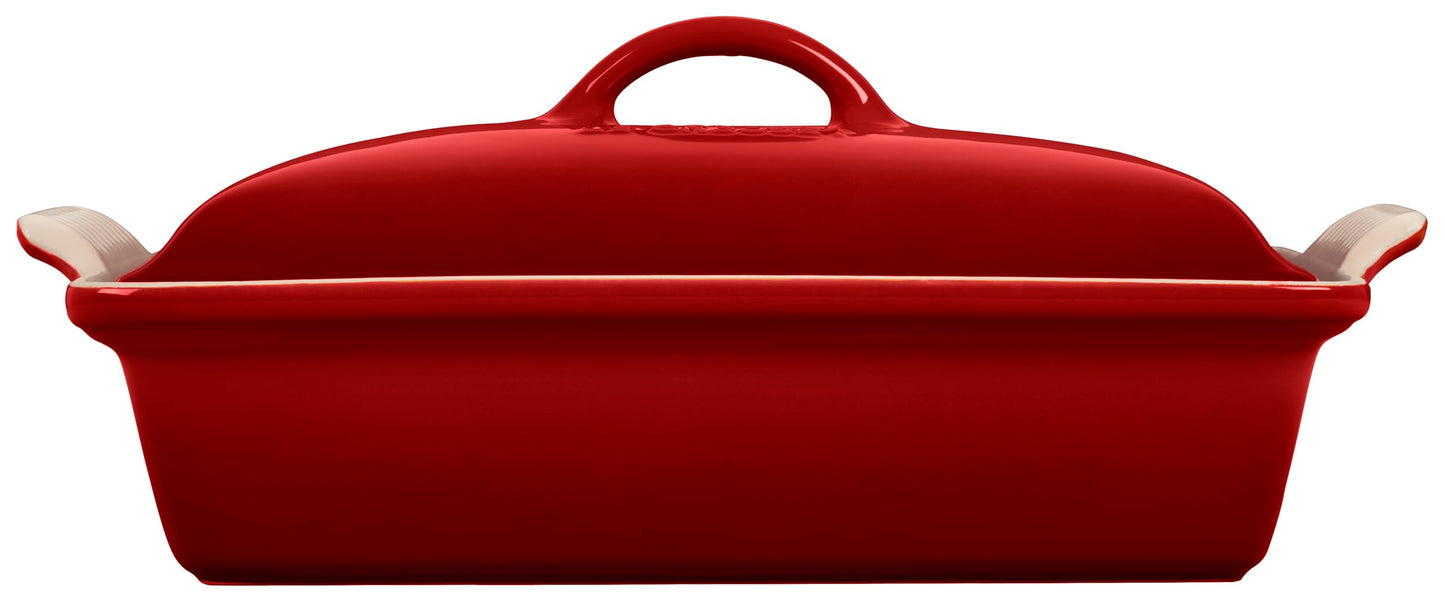 Stoneware Covered Rectangular Casserole (Cerise)