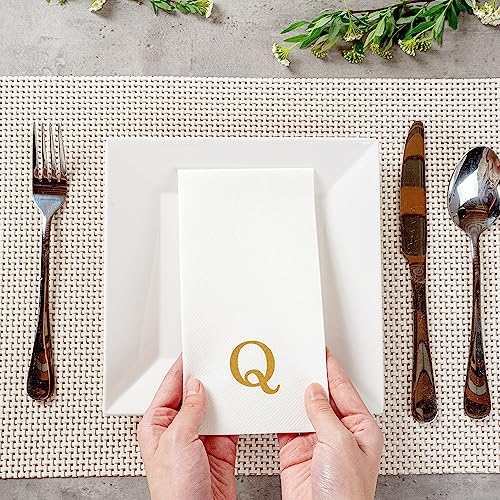 Paper Rectangle Gold Letter Q Linen (Gold / 2000 Count / Q)