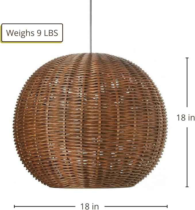 KOUBOO Wicker Ball Pendant Light, Rustic Brown