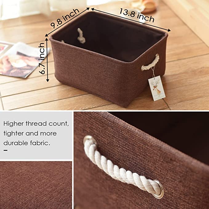 Fabric Storage Basket for Home (Brown / Medium -13.8Lx9.8Wx6.7H)