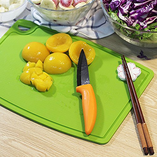 Thick Cutting Boards for Kitchen Silicone Chopping Board Set of 2 Mid 12.6'' x 9.1” (9.1"L x 7.1"W & 12.6"L x 9.1"W / Green)