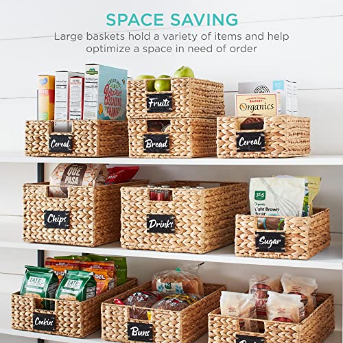 Set of 4 16x12in Large Water Hyacinth Pantry Baskets (12x16x5in / Natural)
