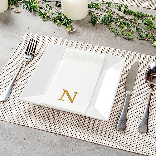 Paper Rectangle Gold Letter N Linen (Gold / 2000 Count / N)