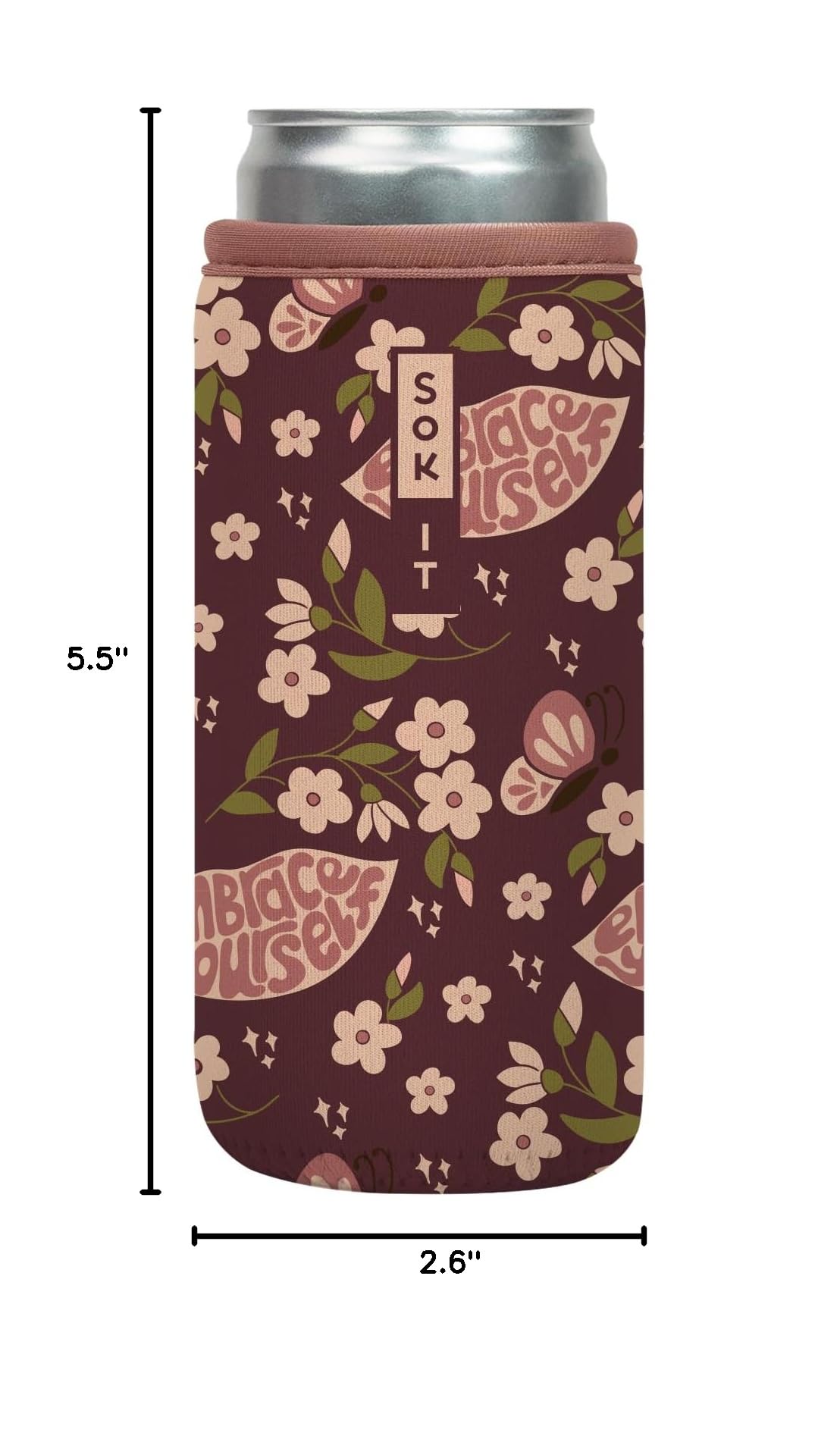 CanSok Sleeve for Beer & Soda Insulated Neoprene Cover (Self Love / 12oz Slim Can Sleeve)
