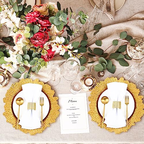 100 Pcs Gold Charger Plates 13 Inch Reef Texture for Wedding (Classic Style / Gold)
