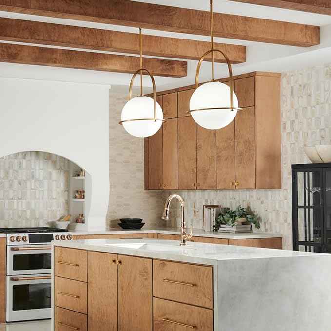 Hinkley Somerset Medium Pendant Light, Etched Opal Glass Modern Globe Shade, Adjustable Height, Sloped Ceiling Compatible, Vintage-Inspired Metal Yoke Frame, Dry Rated, Heritage Brass Finish