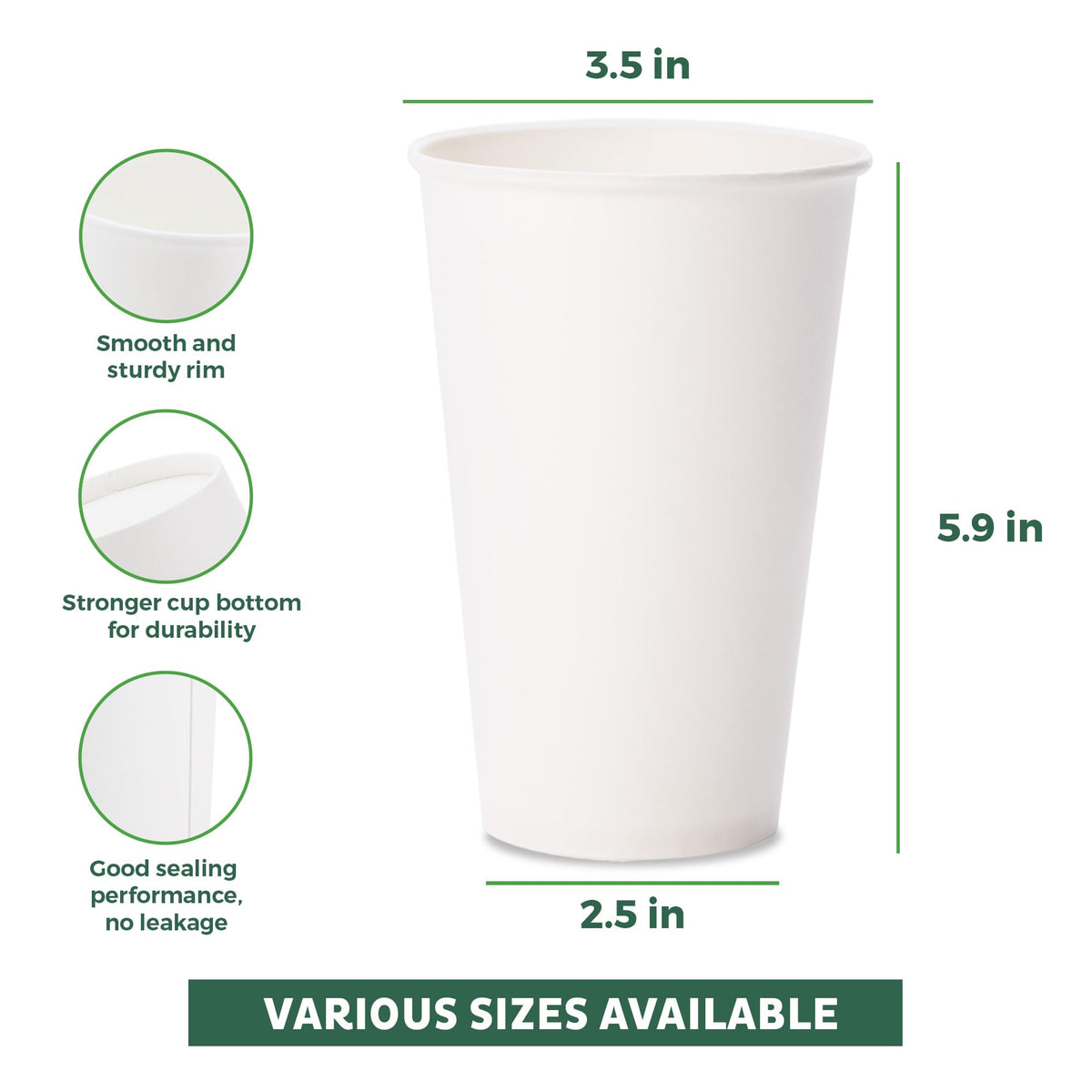 Coffee Cups 20 oz [300 Pack] Disposable Paper Cups for Hot or Iced Coffee Cup (20 oz)