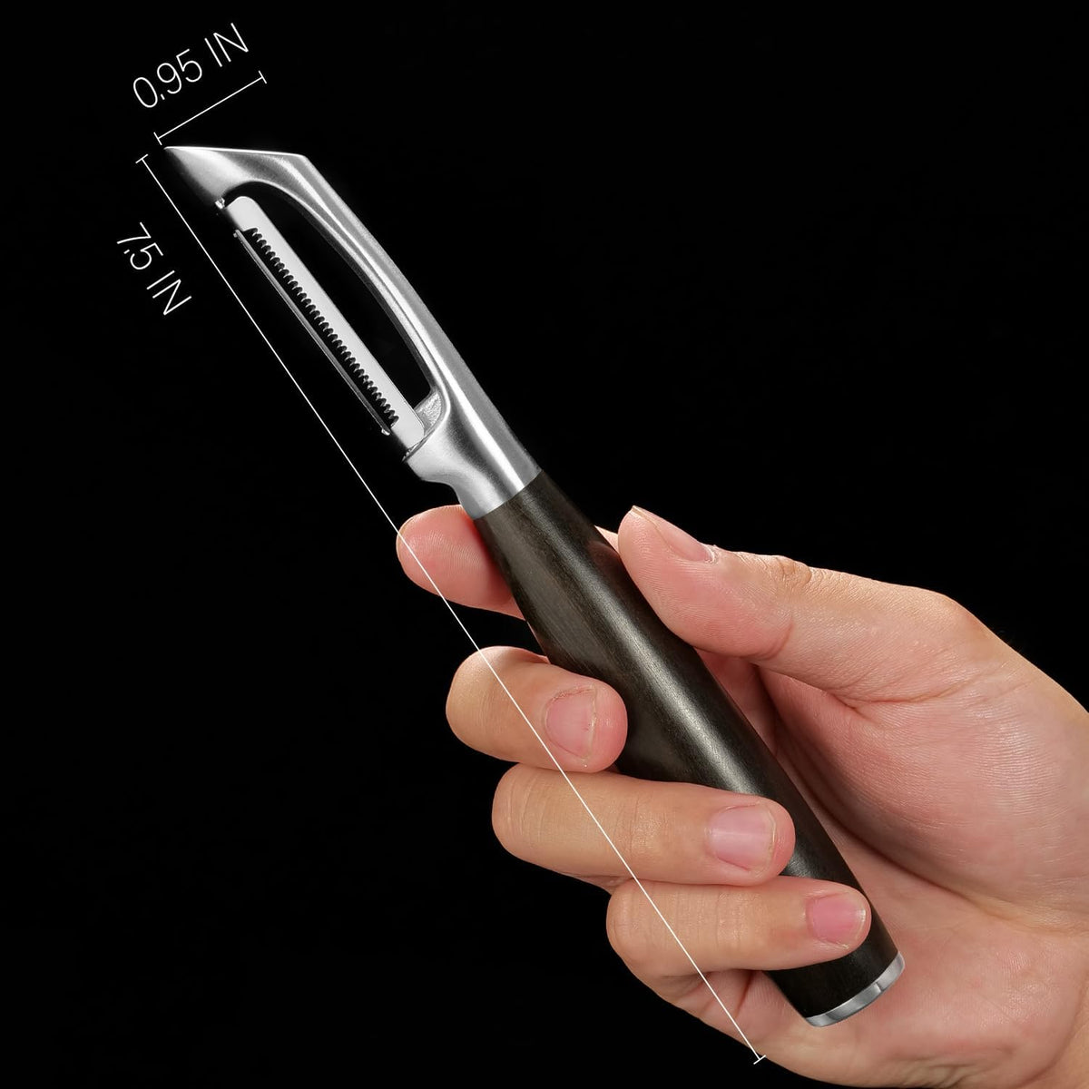 Serrated Blade Premium I Type 304 Stainless Steel Multifunctional Kitchen Peeler Real Wood Handle Ultra Sharp Blade Vegetable Potato Apple（Agarwood） - HomeSpice