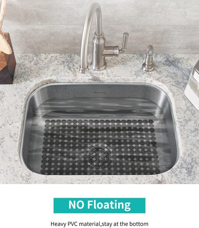 Bligli 2-Pack Kitchen Sink Mat: PVC Adjustable Sink Protector | Sink liner Pad | Dish Drying Mats, Easy to Clean & DIY Cut | 15.7 x 11.8 inch (Grey)