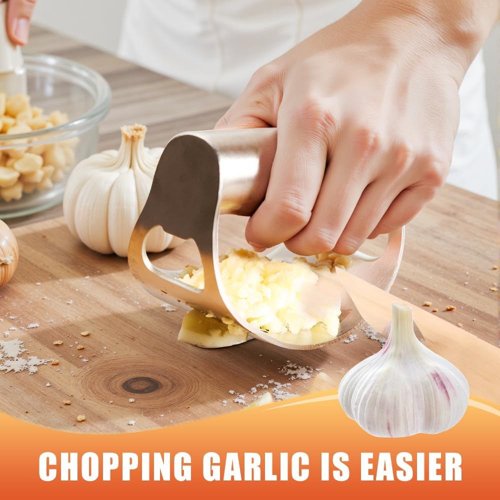 Stainless Steel Garlic Rocker,2025 New Stainless Steel Garlic Press,Garlic Press Rocker,Garlic Cutter (3) - HomeSpice