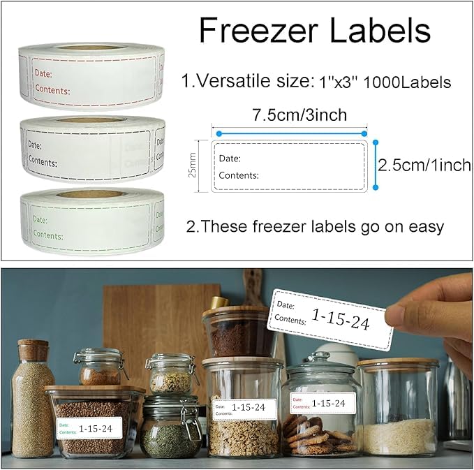 Freezer Labels 4 Rolls 2000pcs (4 Rolls 2000pcs / Blue- 4 Rolls 2000pcs)