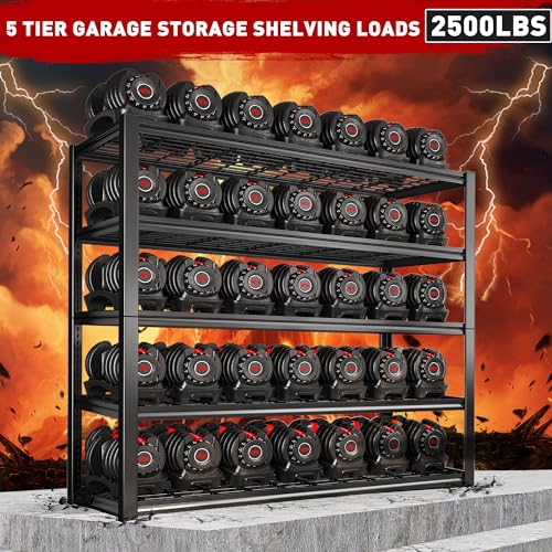 48" W Garage Shelving Heavy Duty Load 2500LBS (48''W X 72''H X18''D)