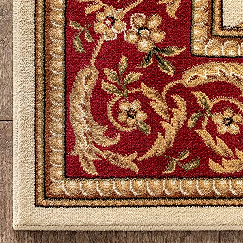 Timeless Collection Fleur De Lis Ivory 6x9 Luxurious Traditional French Aubusson Oriental Area Rug Perfect for Living Room Bedroom or Dining Room Easy (6'7" x 9'3" (Rectangular) / Ivory)