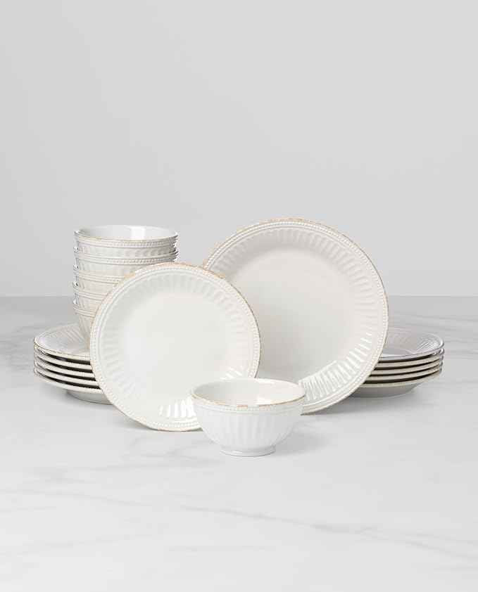 Lenox 899195 French Perle Groove 18-Piece Dinnerware Set, Service For 6