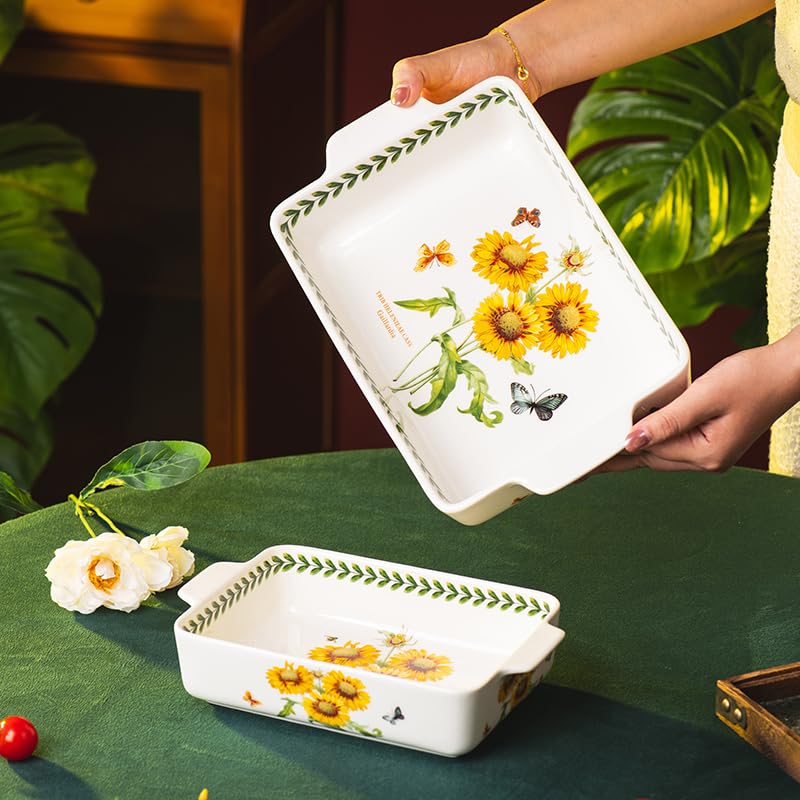 ONCCI In Glaze Ceramic Baking Dish Set of 2 (Sunflower)