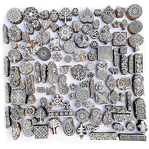 Assorted Wooden Block Printing Stamps (10 Pcs / Bulk01_10)