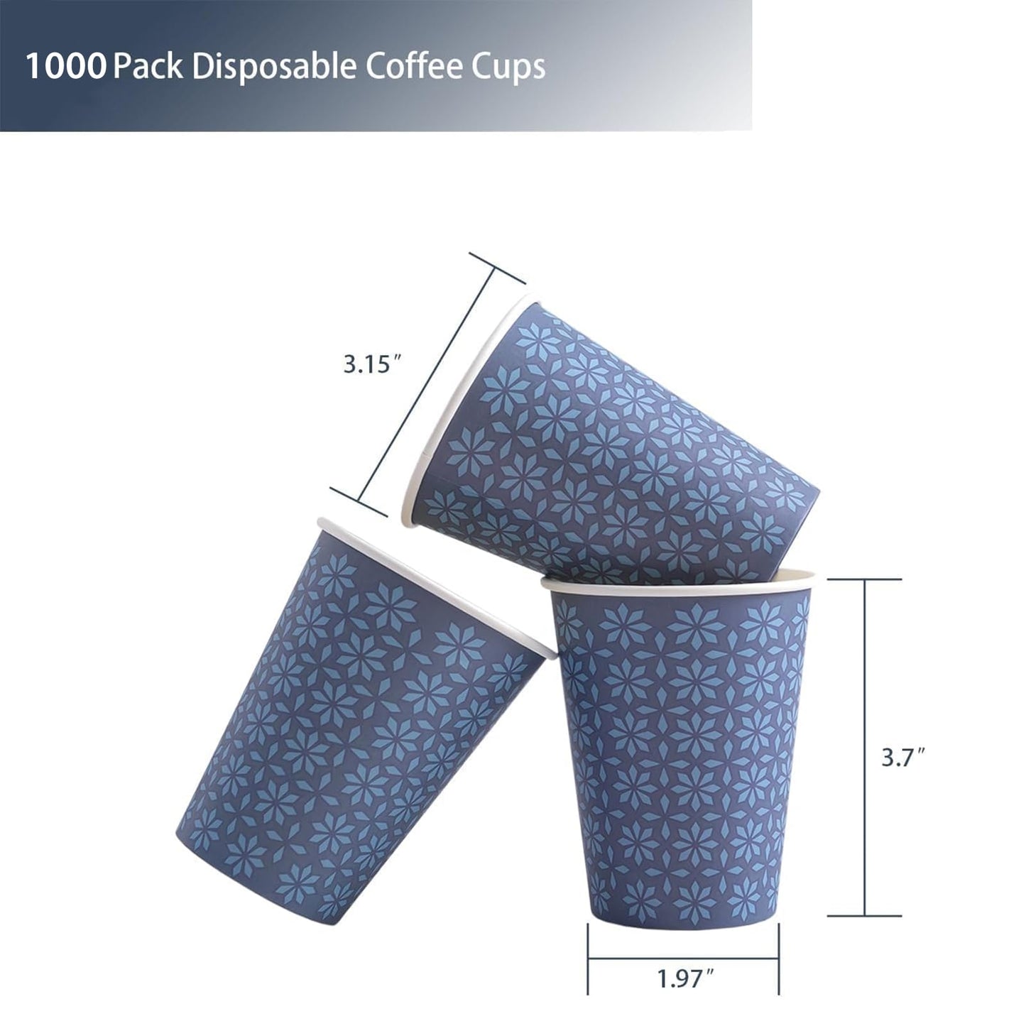 1000 Pack Paper Cups 8 oz Bulk Disposable Coffee Cups Navy Floral (Navy / 8 oz-1000)
