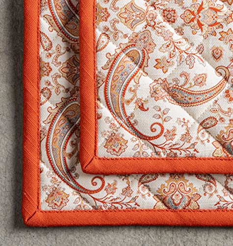 100% Cotton Oven Mitt & Pot Holder Set (059 - Cachemire / 7.5" x 13" & 8" x 8" (Oven Mitt & Pot Holder))