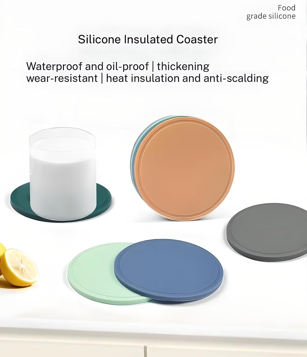 5-Pack Silicone Trivet Mats for Hot Pots, Pans & Dishes – Non-Slip Heat Resistant Round Placemats, Kitchen Counter Protectors & Coasters (Home Essentials Dark Gray,6.3"*6.3"*0.24")