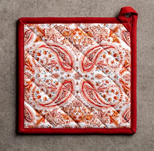 100% Cotton Oven Mitt & Pot Holder Set (055 - Orient / 7.5" x 13" & 8" x 8" (Oven Mitt & Pot Holder))