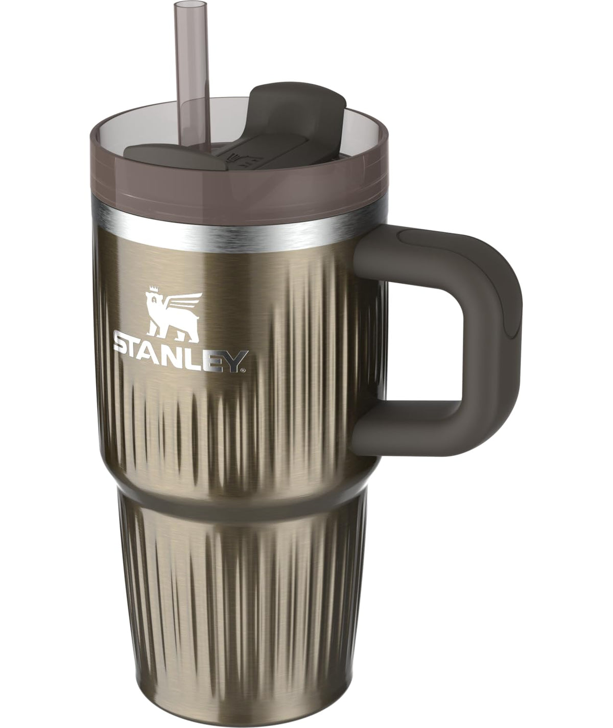 Quencher H2.0 Tumbler with Handle and Straw 20 oz (20 Ounces / Fluted Gunmetal Shine)
