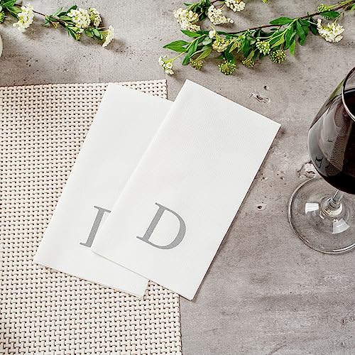 Silver D White Linen Feel Guest Towel Napkin (Silver / 2000 Count / D)