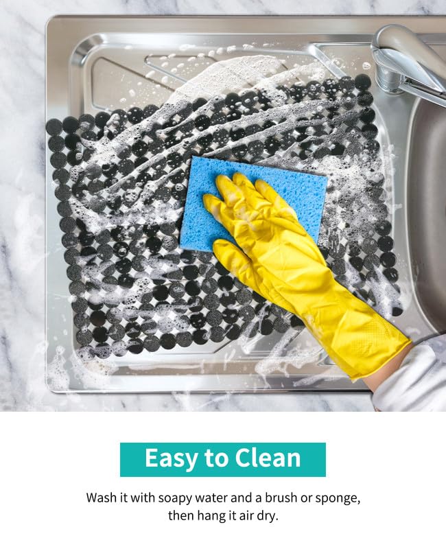 2 Pack Sink Mat for Kitchen Sink (Black)