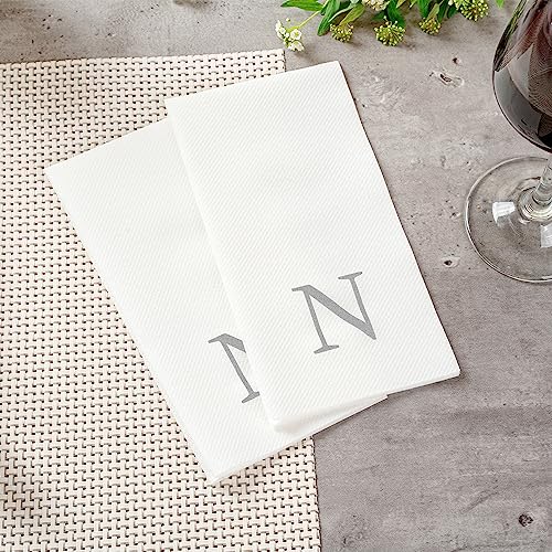 Silver N White Linen Feel Guest Towel Napkin (Silver / 2000 Count / N)