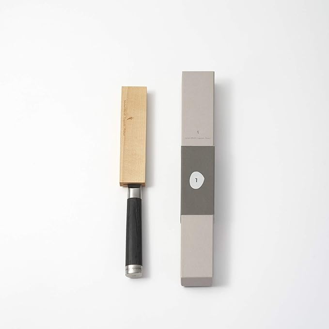 Michel BRAS No. 1 Paring Knife, 3” Handcrafted Vegetable and Fruit Knife, 3 Layer Stainless Steel Blade, Black Pakkawood Handle, Small Kitchen Tool for Peeling and Cutting